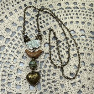 Bohemian Heart & bird southwestern style Pendant Necklace